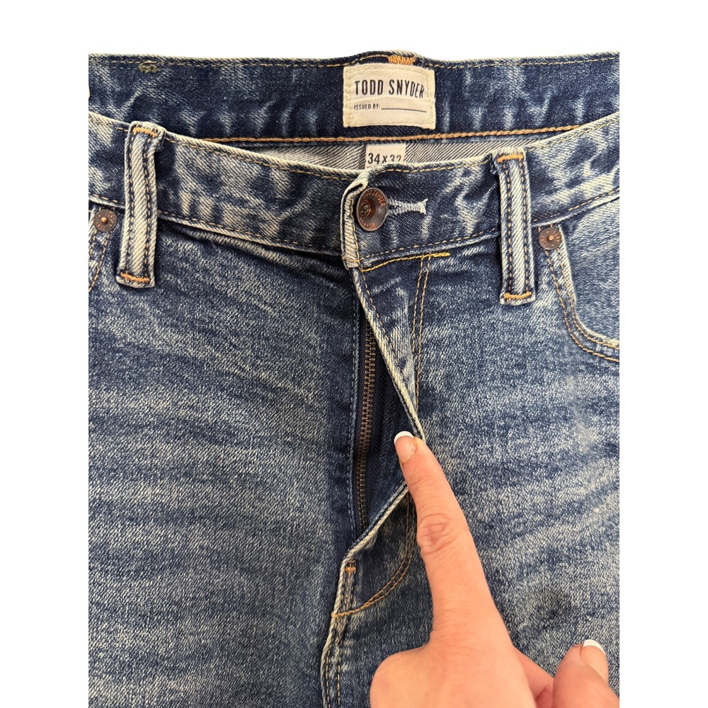 Todd Snyder Mens Slim Fit Stretch 5 Pocket Jeans Blue Wash Classic Hipster 34 32 - Picture 7 of 12